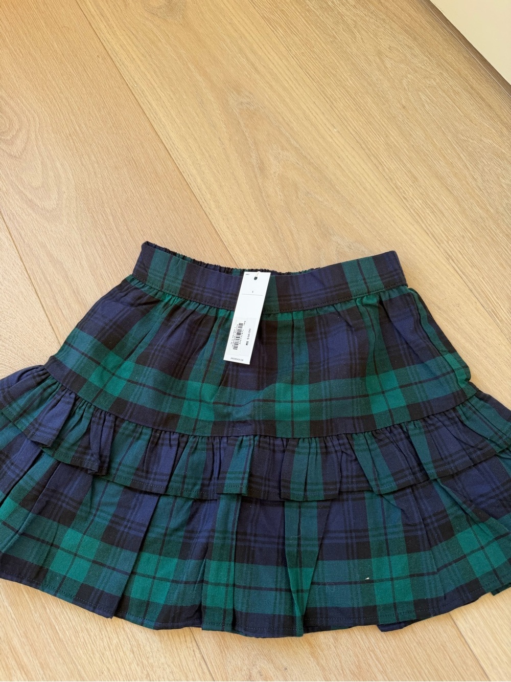 Janie and Jack Green and Navy Plaid Tiered Skirt